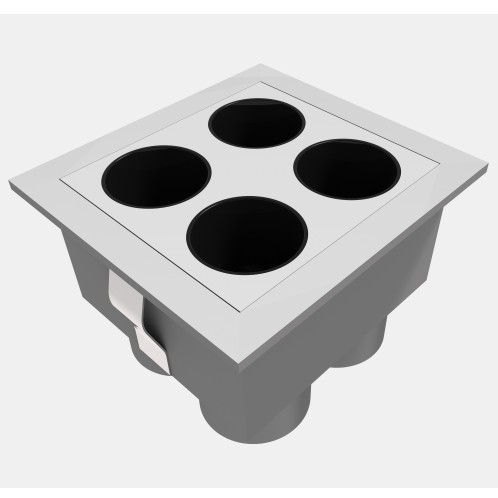 8W 4-Bulb Square Recessed Grid Light